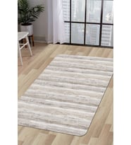 Dijidekor Halı Vizon Cool KY7055 Yıkanabilir Saçaksız Kesme İnce Yolluk Kilim Salon Halısı Modeli (Açık Vizon)