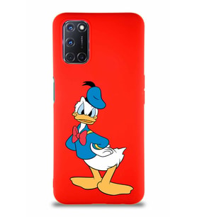 Oppo A72 Soft Premier Kapak Donald Duck-D Tasarımlı Silikon Kılıf - Kırmızı (Şeffaf)