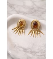 Kahverengi gold detaylı zara model küpe