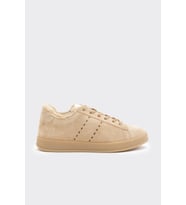 Hakiki Deri Comfort Taban Kürklü Kadın Sneaker (Bej)