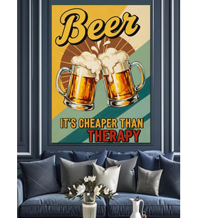 Bira Temalı Retro Poster Dekoratif Kanvas - Mdf Ahşap Tablo
