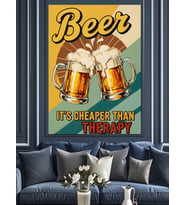 Bira Temalı Retro Poster Dekoratif Kanvas - Mdf Ahşap Tablo