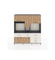 Hyperion Dolap 10 Raflı 6 Çekmeceli 8 Kapaklı 220x44x243 Antrasit-Çam/Aytaşı