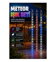 10’lu RGB LED Meteor Yağmur Işık Çubuğu Seti – Kayan Yıldız Efektli Dekoratif Aydınlatma