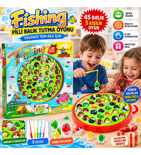 Pilli Balık Tutma Oyunu Eğitici Eğlenceli Çocuk Balık Avı Oyunu 45 Balıklı Fishing Game