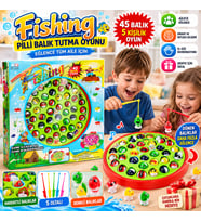 Pilli Balık Tutma Oyunu Eğitici Eğlenceli Çocuk Balık Avı Oyunu 45 Balıklı Fishing Game