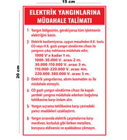 Metal Elektrik Yangınlarına Müdahale Talimatı 15 Cm x 20 Cm Uyarı Levhası Yönlendirme Tabelası