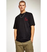 Erkek Baskılı T-Shirt Kısa Kol Bisiklet Yaka Regular Fit Rahat Kalıp Tişört - Siyah