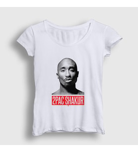 Presmono Kadın Beyaz Gun Tupac Shakur T-Shirt 45837tt