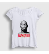 Presmono Kadın Beyaz Gun Tupac Shakur T-Shirt 45837tt