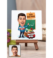 Erkek Fizik Öğretmenine Öğretmenler Günü Hediyesi Karikatürlü Masa Dekoru