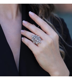 Elmas Montür Modeli Rose Gold Gümüş Yüzük