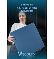 Ortopedik Minder - Kare Oturma Minderi Tekerlekli Sandalye Ofis Araba Minderi Mavi