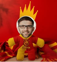 BK Gift Kişiye Özel Sarı Kırmızı Taraftar Tasarımlı Kral Bebek Yastık-5, Taraftar Hediyesi, Taraftar Yastık
