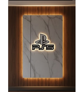 PS5 Logo Dekoratif Duvar Süsü Oyun Odası ve Salon Uyumu