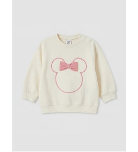 LCW baby Bej Minnie Mouse Lisanslı Kız Bebek Sweatshirt