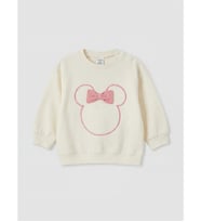 LCW baby Bej Minnie Mouse Lisanslı Kız Bebek Sweatshirt