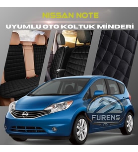 Nissan Note Siyah Renk Tay Tüyü Cepli & Terletmez Sırtlı Oto Koltuk Minder Seti - Koltuk Koruma Kılıfı (ÖN & ARKA TAM SET)
