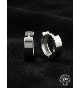 925 Ayar Gümüş Rodyum Kaplama Yuvarlak Unisex Huggie Halka Küpe - Çift (4x11mm)