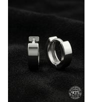 925 Ayar Gümüş Rodyum Kaplama Yuvarlak Unisex Huggie Halka Küpe - Çift (4x11mm)