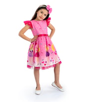 Pembe Barbie Taçlı Kız Çocuk Doğum Günü Parti Elbisesi