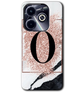 İnfinix Hot 40i Kılıf HD Desen Baskılı Kılıf - Pembe Mermer Desenli O Harfi