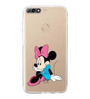 Huawei Y7 2018  Kamera korumalı Kapak Minnie Mouse Tasarımlı  Şeffaf Kılıf