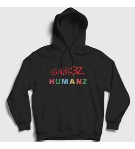 Presmono Unisex Siyah Humanz V2 Gorillaz Kapüşonlu Sweatshirt 54798tt