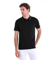 Hatemoğlu Siyah Regular Fit Düz %100 Pamuk Polo Yaka Tişört (A.Siyah)