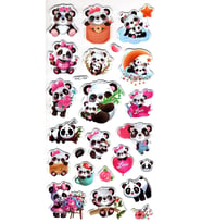 Sticker Kabartmalı Stiker Çıkartma Etiket (XHC164)-18x9 cm- Sevimli Şirin Panda