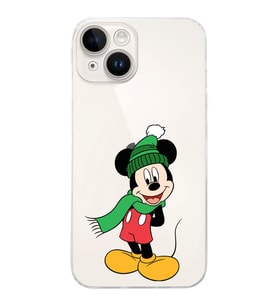 Apple iPhone 14 Uyumlu Kamera Korumalı Tıpalı KapakMickey Mouse Tasarımlı ŞeffafKılıf