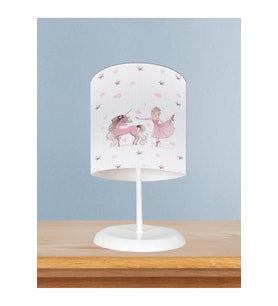 MEKTA HOME BEBEK VE ÇOCUK ODASI Balerin ve Unicorn Kız Desenli Pembe Abajur