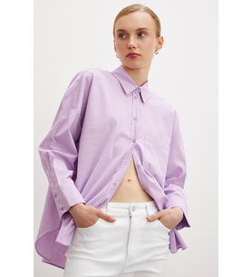 Regular Fit Poplin Gömlek Lila