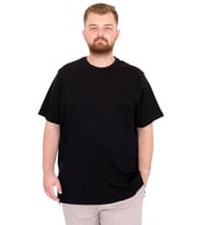 Mode XL Büyük Beden Erkek T-Shirt Bisiklet Yaka U25035 Siyah