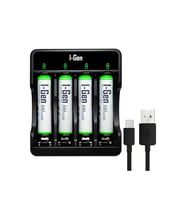 I-Gen G490 4'lü Pil Şarj Aleti + 4 Adet AAA 900 mAh İnce Şarjlı Kalem Pilli Set 1.2V Ni-MH