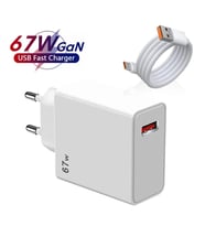 67W Hızlı Şarj Cihazı Şarj Adaptörü + Type-c Kablo Şarz Kablosu Hızlı Şarj Seti Tüm Telefonlara Uyumlu Şarj Aleti Set Sarj Cihazi Sarj Kablosu Sarz Cihazi (Beyaz)