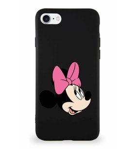 Apple iPhone 7 Soft Premier Kapak Minnie Mouse-A Tasarımlı Silikon Kılıf - Siyah (Şeffaf)