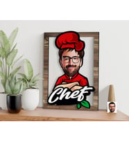 BK Gift Kişiye Özel Chef Karikatürlü 3D Ahşap Tablo, Sevgiliye Hediye, Arkadaşa Hediye, Yıl Dönümü Hediyesi, Doğum Günü Hediyesi-2