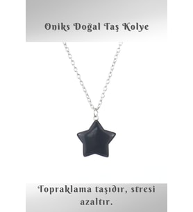 Yıldız Oniks Doğal Taş Kolye ( Insanı Negatif Enerjiden Kurtarır. ) ( Aa Kalite )