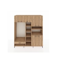 Kronos Dolap 11 Raflı Tek Çekmeceli 7 Kapaklı 220x59x243 Çam-Çam/Çam
