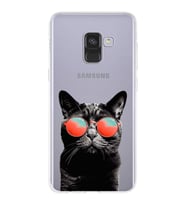 PrintiFy Samsung Galaxy A8 2018 ile Uyumlu 1mm Slim Fit Kedi 3 050d Baskılı Şeffaf  Kılıf