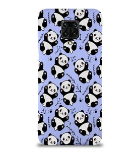Xiaomi Redmi Note 9 Pro Uyumlu Lansman Kılıf Panda Tasarımlı İçi Kadife Kapak-Lila (Şeffaf)