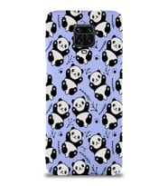 Xiaomi Redmi Note 9 Pro Uyumlu Lansman Kılıf Panda Tasarımlı İçi Kadife Kapak-Lila (Şeffaf)