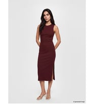 LCW Vision Bordo Bisiklet Yaka Fitilli Bodycon Elbise