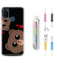Samsung M21 M22 M23 M30 M31S M32 Kılıf Kablo Koruma Spiral Silikon Love Animals 1780