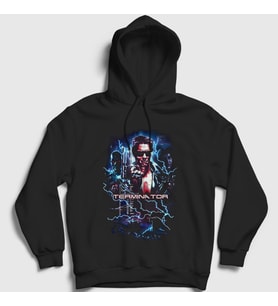 Presmono Unisex Siyah Time Travel Film The Terminator Kapüşonlu Sweatshirt 254917tt