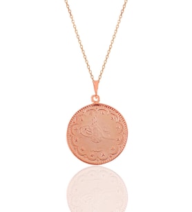Söğütlü Silver Gümüş rose Osmanlı tuğralı kolye