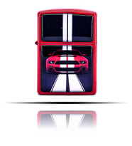 Ford Mustang Desenli Kırmızı Zippo Tarzı Benzinli Çakmak