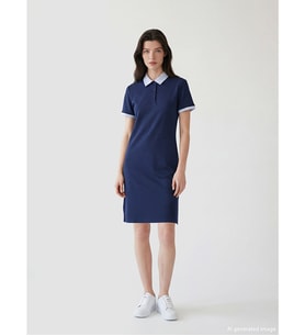 LCW Comfort Lacivert Gömlek Yaka Mini Elbise