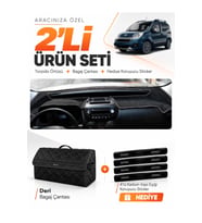e-biz FİAT FİORİNO (2007-2026) Uyumlu Torpido Örtüsü + Deri Bagaj Çantası Seti - Siyah - FI013